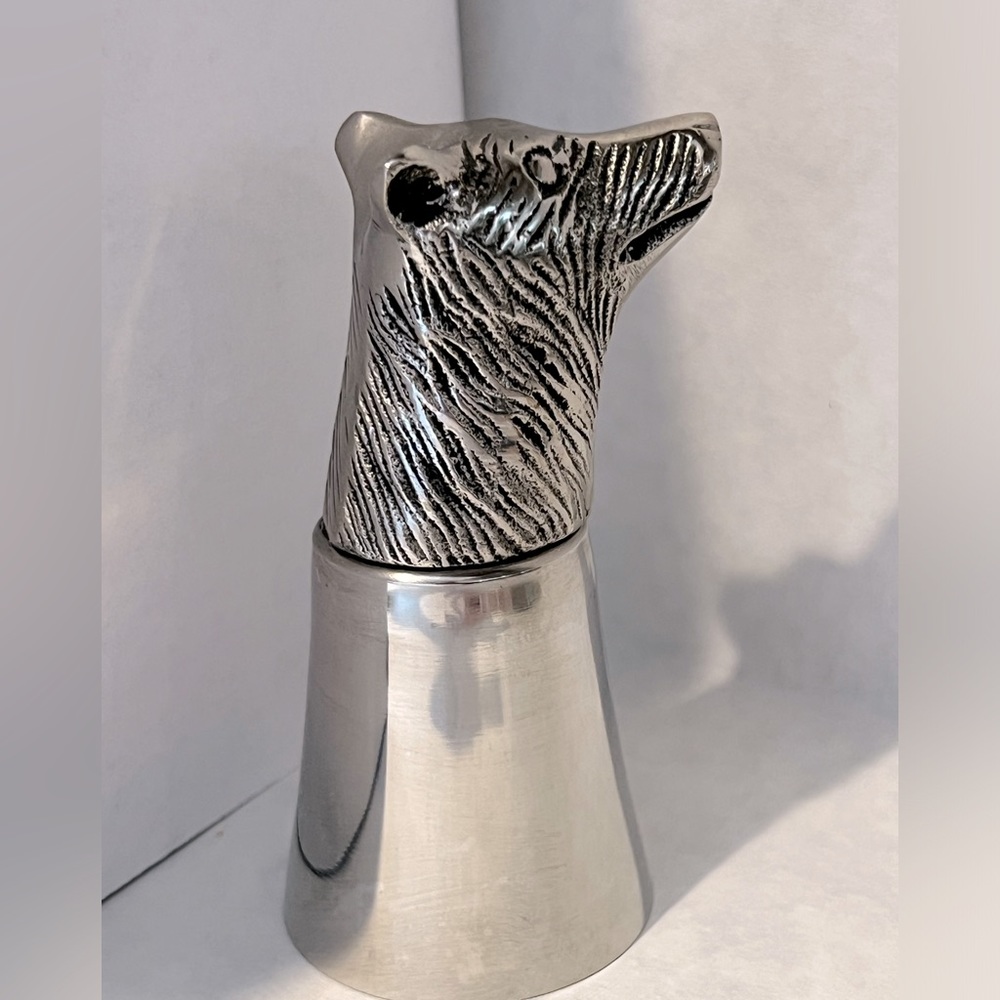 VINTAGE PEWTER ALUMINUM ANIMAL STIRRUP CUP